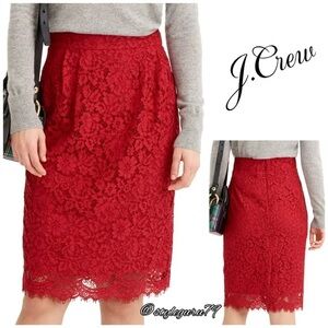 J. Crew Women's Scarlet Pintuck Lace Pencil Skirt